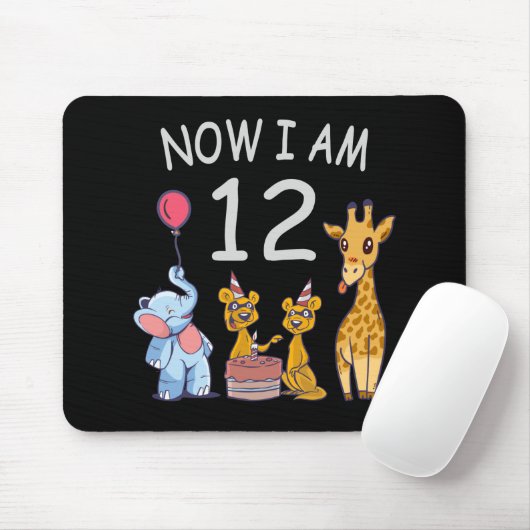 Tapis De Souris Maintenant, j'ai 12 ans 12e anniversaire au Zoo (Avec souris)