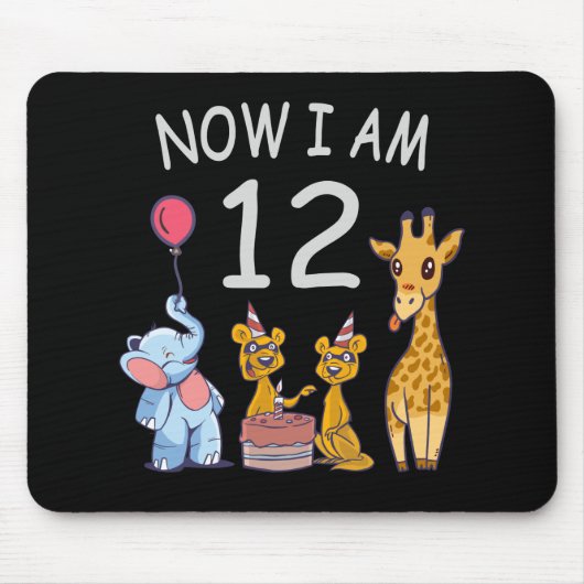 Tapis De Souris Maintenant, j'ai 12 ans 12e anniversaire au Zoo (Devant)