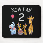 Tapis De Souris Maintenant j'ai 2 ans 2ème anniversaire au Zoo (Devant)