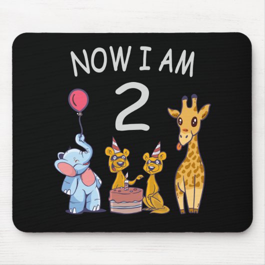 Tapis De Souris Maintenant j'ai 2 ans 2ème anniversaire au Zoo (Devant)