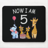 Tapis De Souris Maintenant, j'ai 5 ans 5e anniversaire au Zoo (Devant)