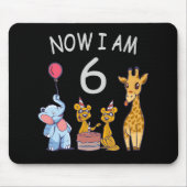 Tapis De Souris Maintenant j'ai 6 ans 6ème anniversaire au Zoo (Devant)