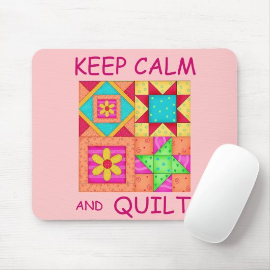 Tapis De Souris Maintenez le calme et la surface composée de blocs (Avec souris)