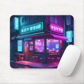 Tapis De Souris Maison de café néon coréenne LoFi Art (Avec souris)