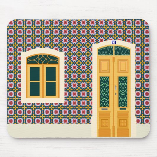Tapis De Souris Maison de Lisbonne avec tuiles (Devant)