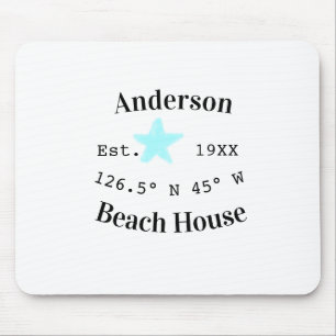 Tapis De Souris Maison de plage Date année coordonnées personnalis