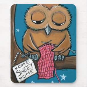 Tapis De Souris Maison douce à la maison - hibou mignon Mousepad