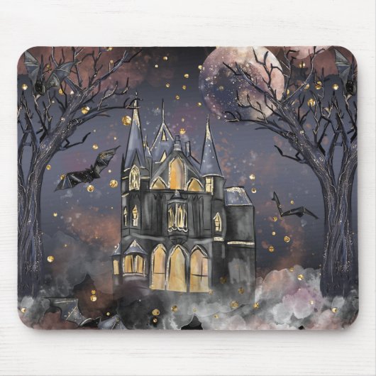 Tapis De Souris Maison hantée | Arbre à Pleines lunes Éffrayantes (Devant)