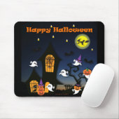 Tapis De Souris Maison hantée joyeuse Halloween (Avec souris)