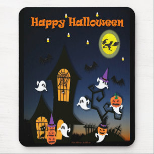 Tapis De Souris Maison hantée joyeuse Halloween