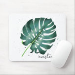 Tapis De Souris Maison Tropical Monstera<br><div class="desc">Elégante mousepad de plante tropicale avec illustration d'une feuille de monstère verte. Parfait pour les amateurs de plante !</div>