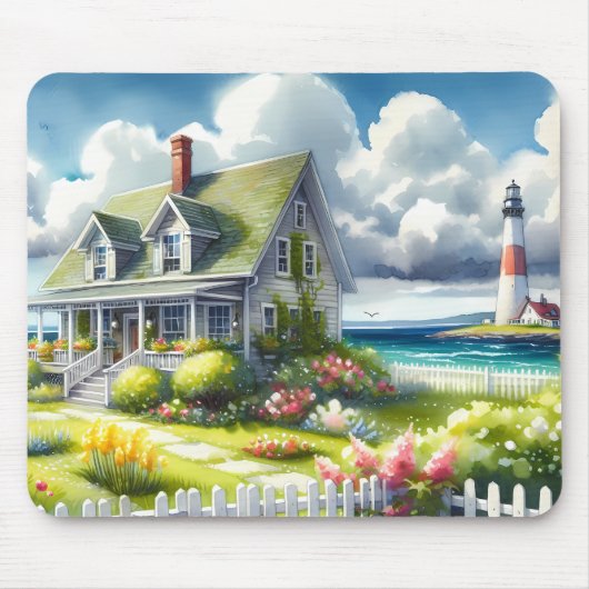 Tapis De Souris Maisonnette avec vue sur le phare (Devant)