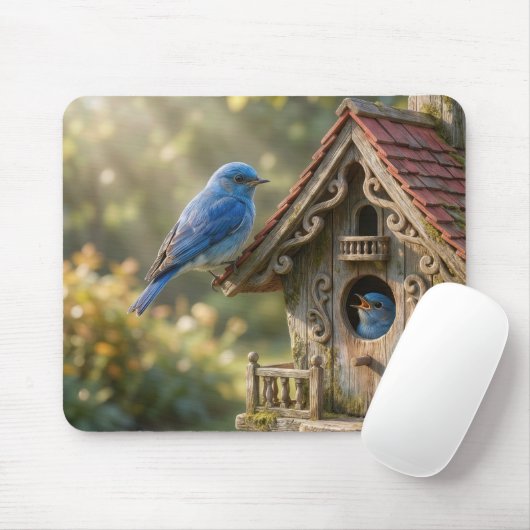 Tapis De Souris Maisonnette victorienne avec merlebleus (Avec souris)