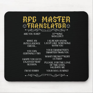 Tapis De Souris Maître de Rpg Traducteur Jeux de société D20 Drôle