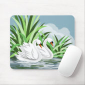Tapis De Souris Majestic White Swan Pair (Avec souris)