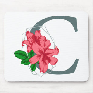 Tapis De Souris Majuscule C monogramme floral