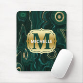 Tapis De Souris Malachite vert foncé et veines de strates de feuil (Avec souris)