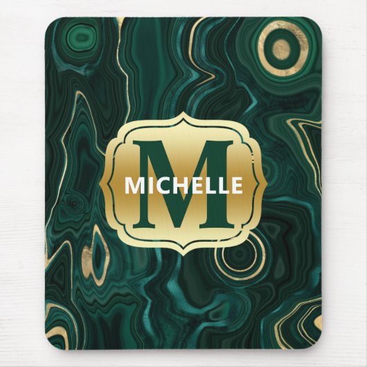 Tapis De Souris Malachite vert foncé et veines de strates de feuil (Devant)