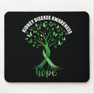Tapis De Souris Maladie rénale sensibilisation ruban vert arbre es