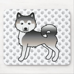 Tapis De Souris Malamute d'Alaska gris Chien de dessin animé migno