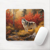Tapis De Souris Malamute en Alaska à l'automne Feuilles automne in (Avec souris)