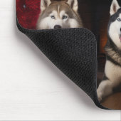 Tapis De Souris Malamute en Alaska près de la cheminée Noël (Coin)
