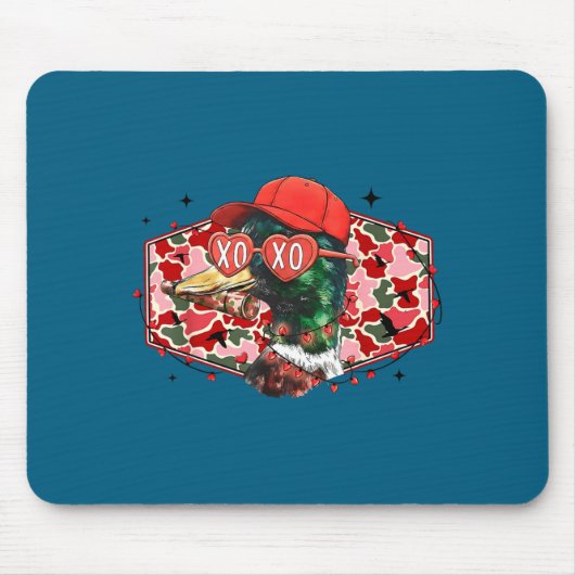 Tapis De Souris Mallard Duck Camouflage Happy Valentine's Day Hunt (Devant)