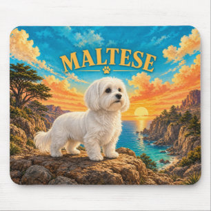 Tapis De Souris Maltais, Carmel Coast Aquarelle Vintage