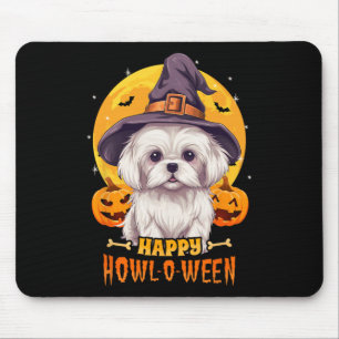 Tapis De Souris Maltais Halloween Chien Howl O Ween Funny Animal P
