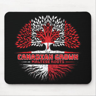 Tapis De Souris Malte Maltais Drapeau canadien des racines d'arbre