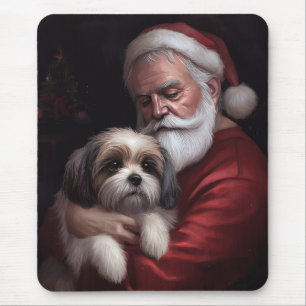 Tapis De Souris Malti Tzu Avec Noël Festif Du Père Noël