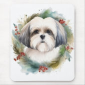 Tapis De Souris Malti Tzu Christmas Wreath Festive Pup (Devant)