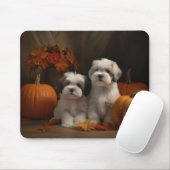 Tapis De Souris Malti tzu Puppy Citrouille d'automne (Avec souris)