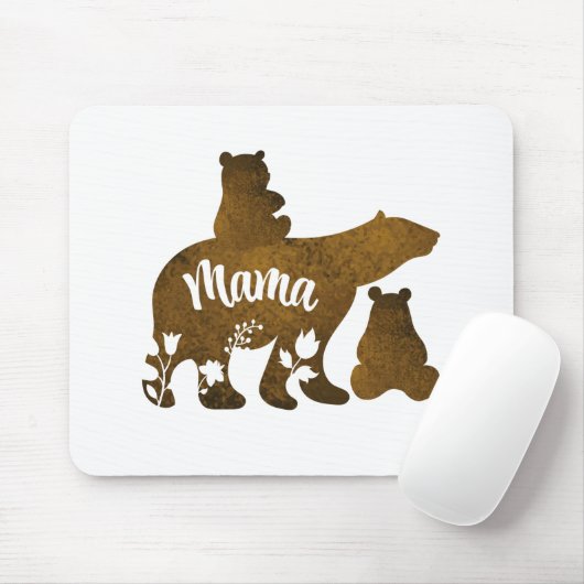 Tapis De Souris Mama Bear avec 2 Cubs Maman de deux (Avec souris)
