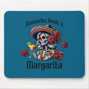 Tapis De Souris Mamacita a besoin d'un squelette ivre de margarita