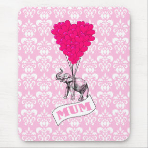 Tapis De Souris Maman avec un éléphant rose