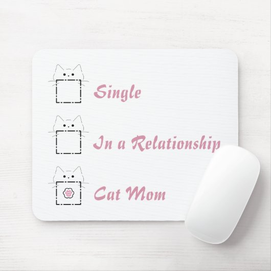 Tapis De Souris Maman Chat Chat Mignon Blanc & Rose (Avec souris)