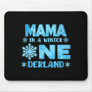 Tapis De Souris Maman dans un hiver Onederland fille de la fête d'
