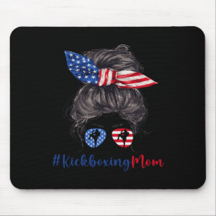 Tapis De Souris Maman de kickboxing Drapeau américain Cadeau de la