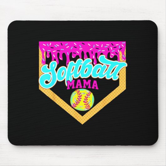 Tapis De Souris Maman de softball Crème glacée qui dégouline Dégou (Devant)