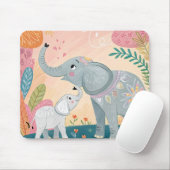 Tapis De Souris Maman éléphant et bébé (Avec souris)