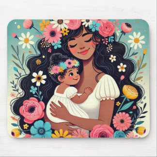 Tapis de souris maman et bebe fille