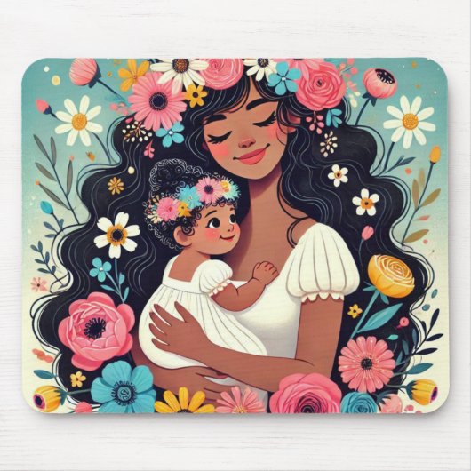 Tapis de souris maman et bebe fille (Devant)