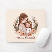 Tapis De Souris Maman et fille avec couronne Rose 2 (Avec souris)