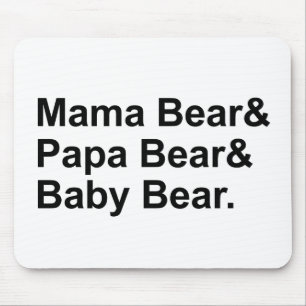Tapis De Souris Maman Ours, Papa Ours, Bébé Ours Boucle d'or