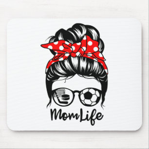 Tapis De Souris Maman Vie Messy Bun Cheveux Drôle Soccer Hockey Ma