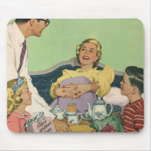 Tapis De Souris Maman vintage a servi le petit-déjeuner au lit par