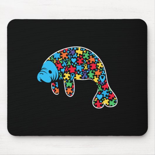 Tapis De Souris Manatee Puzzle Sensibilisation sur l'autisme Autis (Devant)