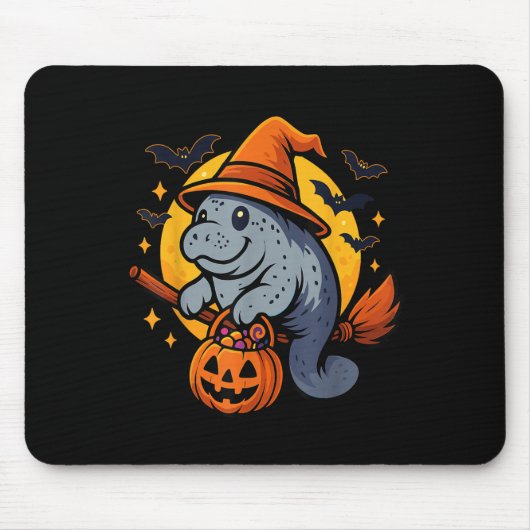 Tapis De Souris Manatee Witch Hat Pumpkin Halloween Soky Season  (Devant)