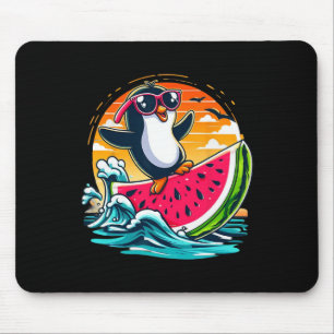 Tapis De Souris Manchot Sungles Pastèque Surf Été Coucher de solei